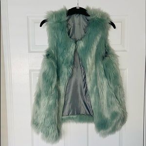 Pastel Blue Faux Fur Vest